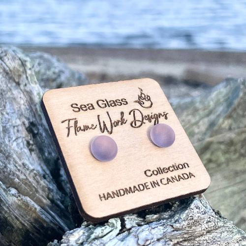 Sea Glass Studs - Light Purple