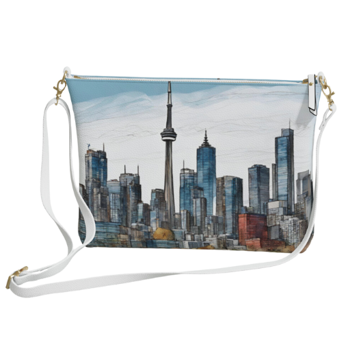 Printed Vegan Leather Crossbody - CN Tower Toronto (Landmark Collection)