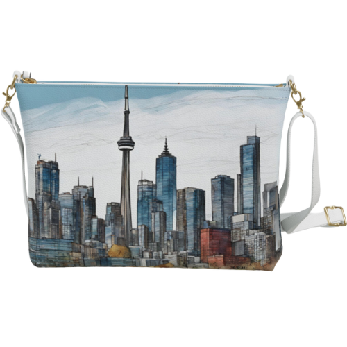 Printed Vegan Leather Crossbody - CN Tower Toronto (Landmark Collection)