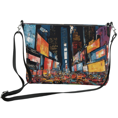Printed Vegan Leather Crossbody - Times Square NYC (Landmark Collection)