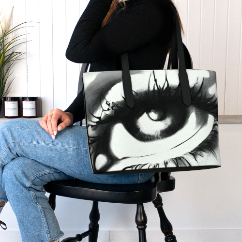 Printed Vegan Leather Tote "Eye See You"