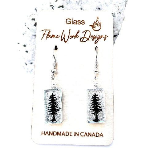 Dichroic Glass Tree Earrings