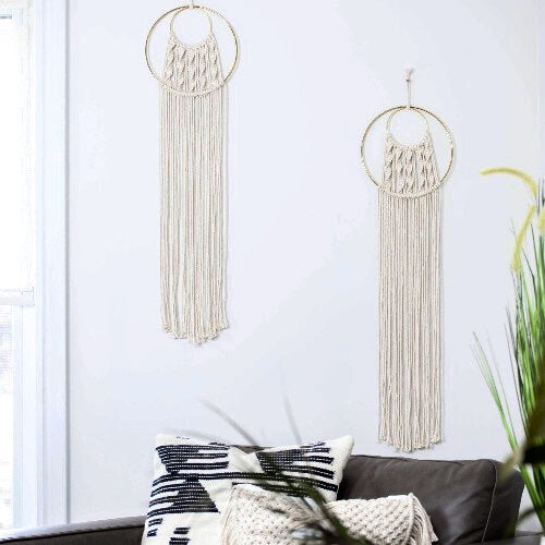SALE Macrame Dreamcatcher, Double Hoop Spiral