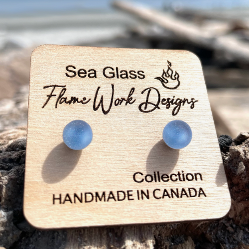 Sea Glass Studs - Rain