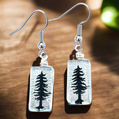 Dichroic Glass Tree Earrings