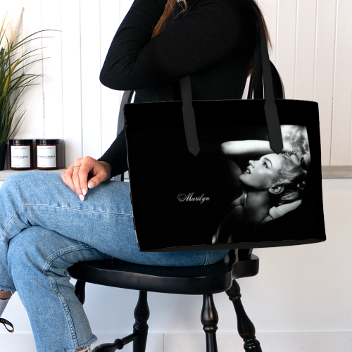 Printed Vegan Leather Tote - Vintage Marilyn