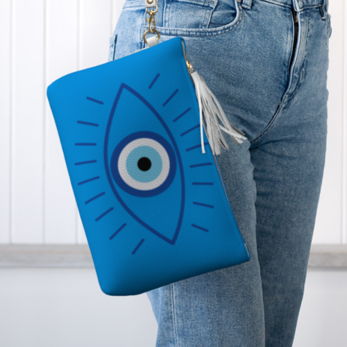 Printed Vegan Leather Bag - Evil Eye