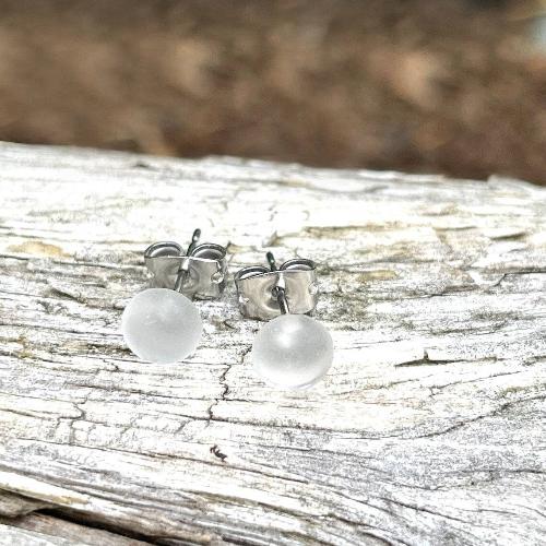 Sea Glass Studs - Clear