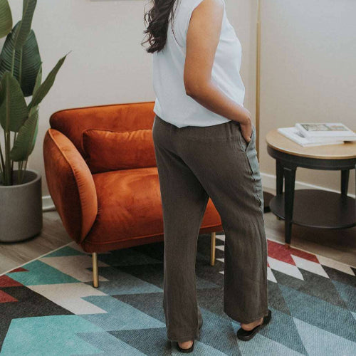 Pocketed Linen Pant in Charcoal