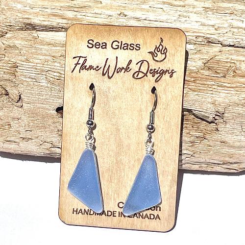 Sea Glass Dangle Earrings - Rain