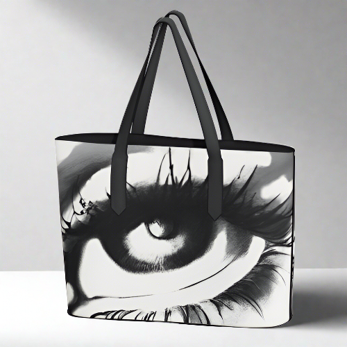 Printed Vegan Leather Tote "Eye See You"