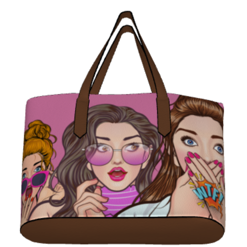 Printed Vegan Leather Tote - Pop Art WTF