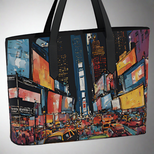 Printed Vegan Leather Tote - Times Sq NYC (Landmark Collection)