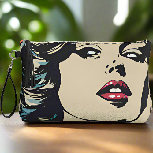 Printed Vegan Leather Bag - Pop Art Woman