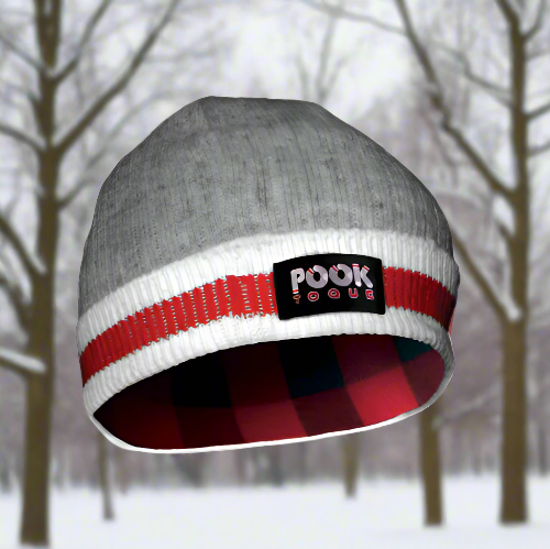 SALE Pook Toque, Grey/Red Plaid