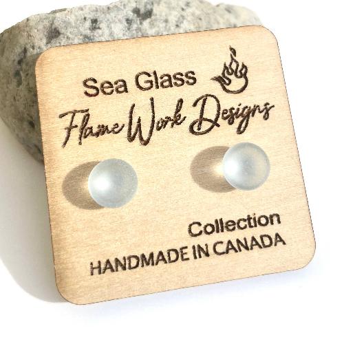 Sea Glass Studs - Clear