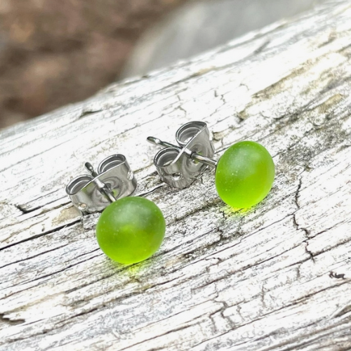 Sea Glass Studs - Green