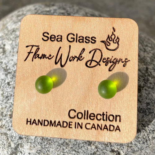 Sea Glass Studs - Green