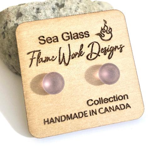 Sea Glass Studs - Light Purple