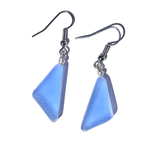 Sea Glass Dangle Earrings - Rain