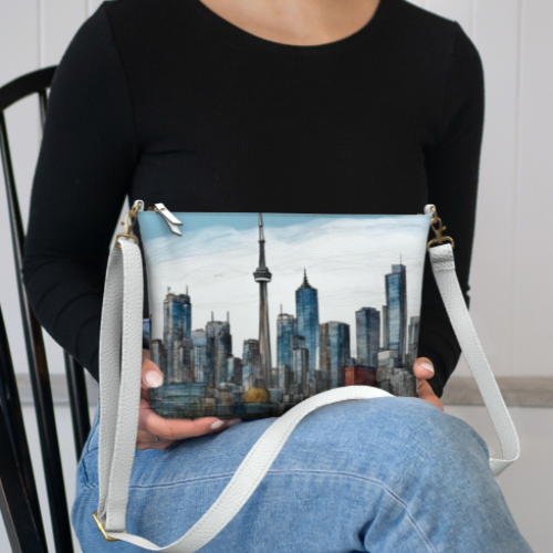 Printed Vegan Leather Crossbody - CN Tower Toronto (Landmark Collection)